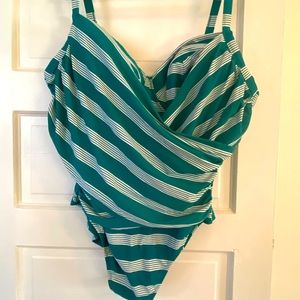 Terra & Sky Faux Wrap One-Piece Swimsuit